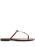 Saint Laurent Cassandra leather flip flops - Brown