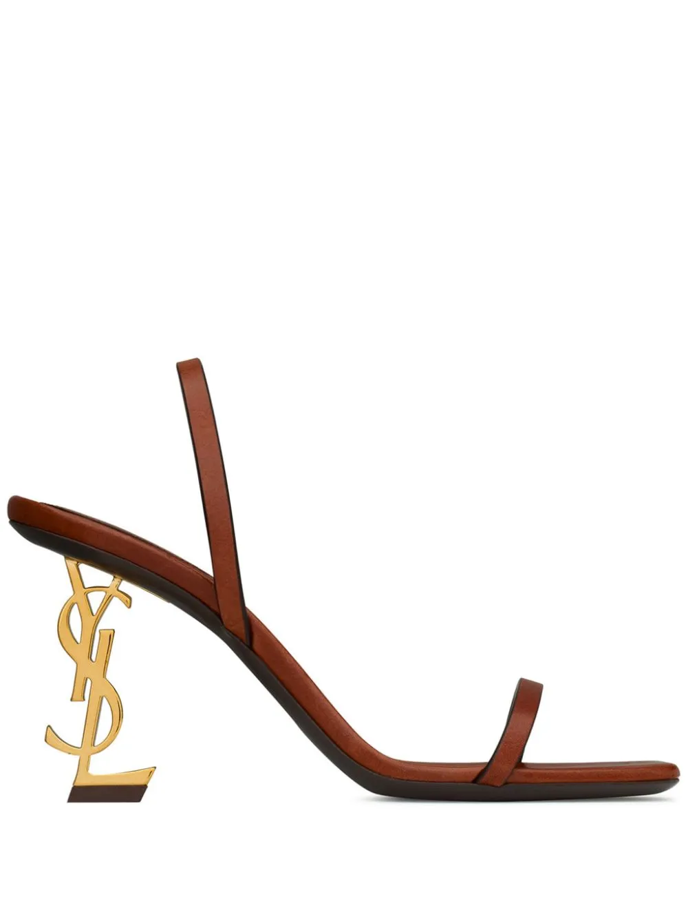 Saint Laurent Opyum Slingback Sandals In Vegetable-tanned Leather In Brown