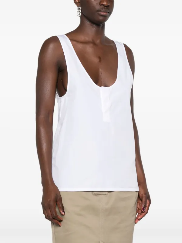 Saint Laurent semi-sheer Henley Tank Top | White | FARFETCH