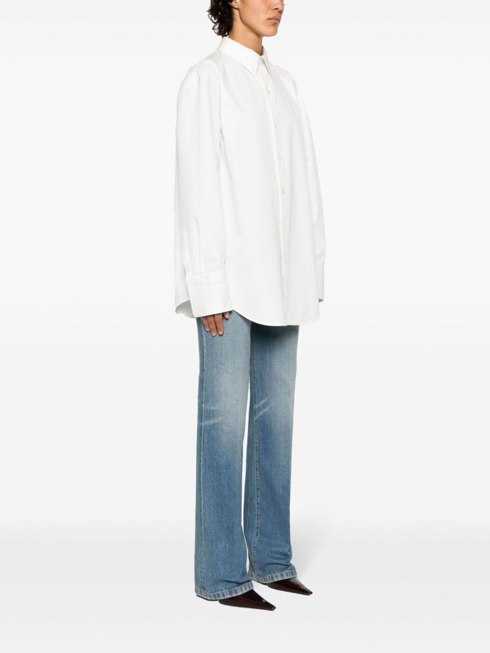 Shop Saint Laurent Poplin Cotton Shirt In White