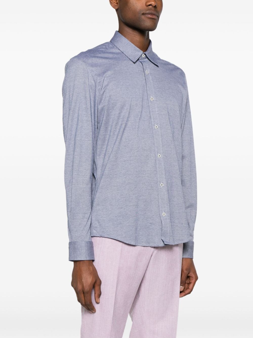 Shop Hugo Boss Geometric-pattern Cotton Shirt In Blue