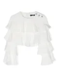 Balmain Kids ruffled cropped blouse - White