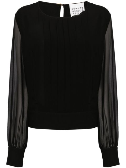 Edward Achour Paris pleat-detailing semi-sheer blouse