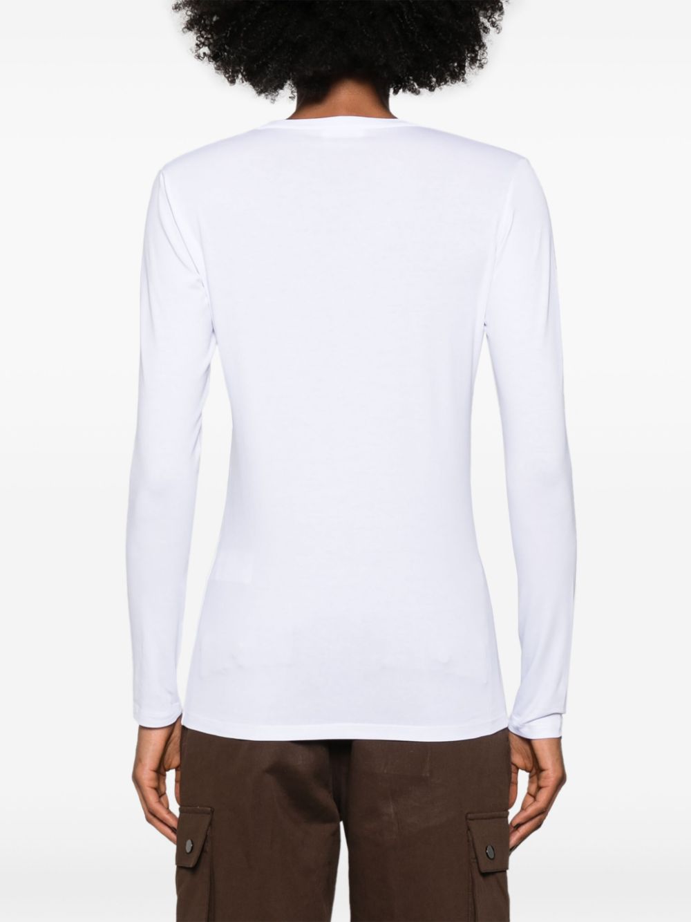 Shop P.a.r.o.s.h Crew-neck Long-sleeved T-shirt In White