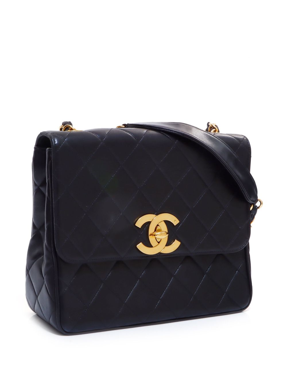 Pre-owned Chanel 菱纹绗缝单肩包（1985-1993年典藏款） In Black