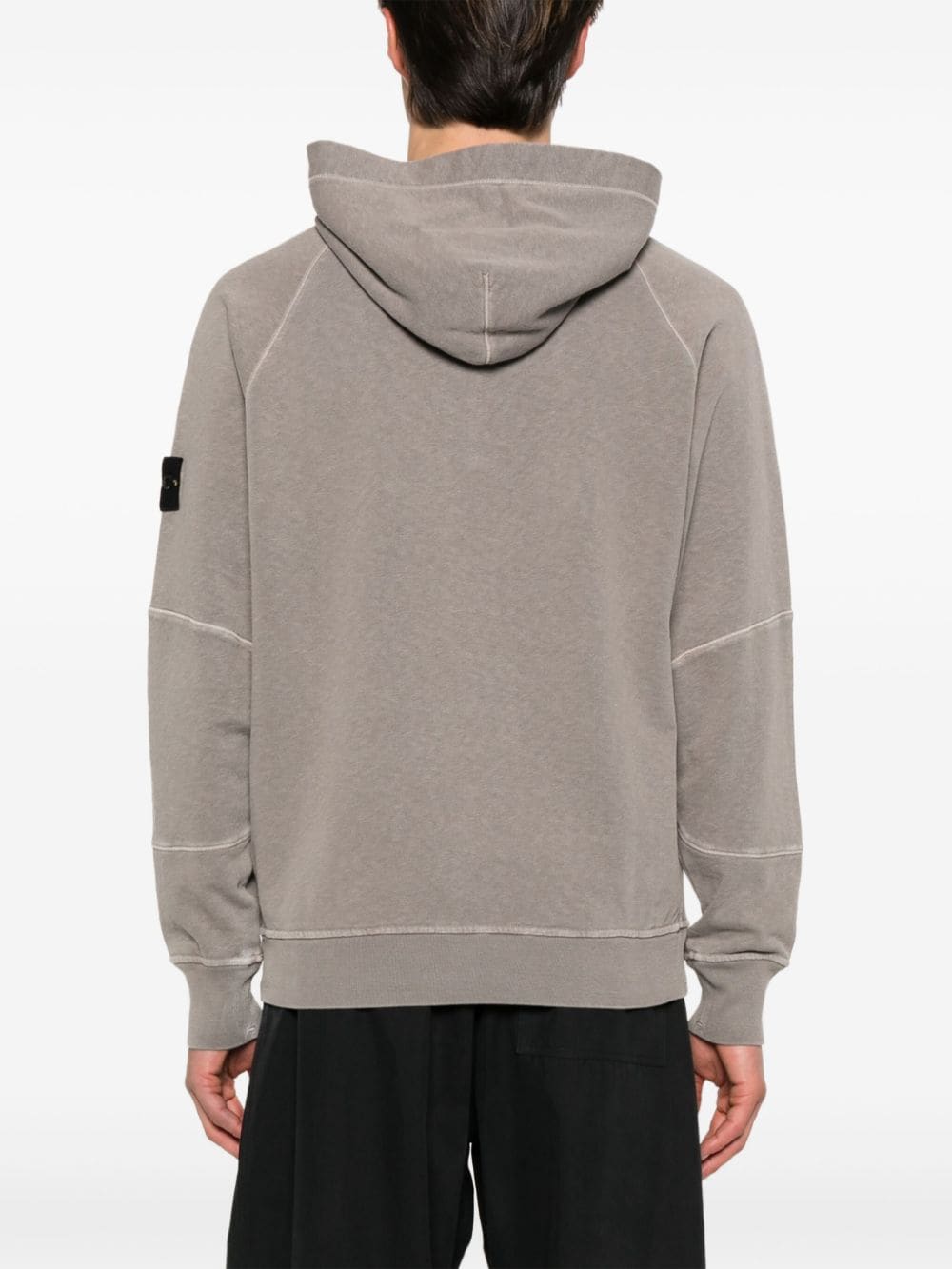 Shop Stone Island Compass-badge Cotton Hoodie In Grey