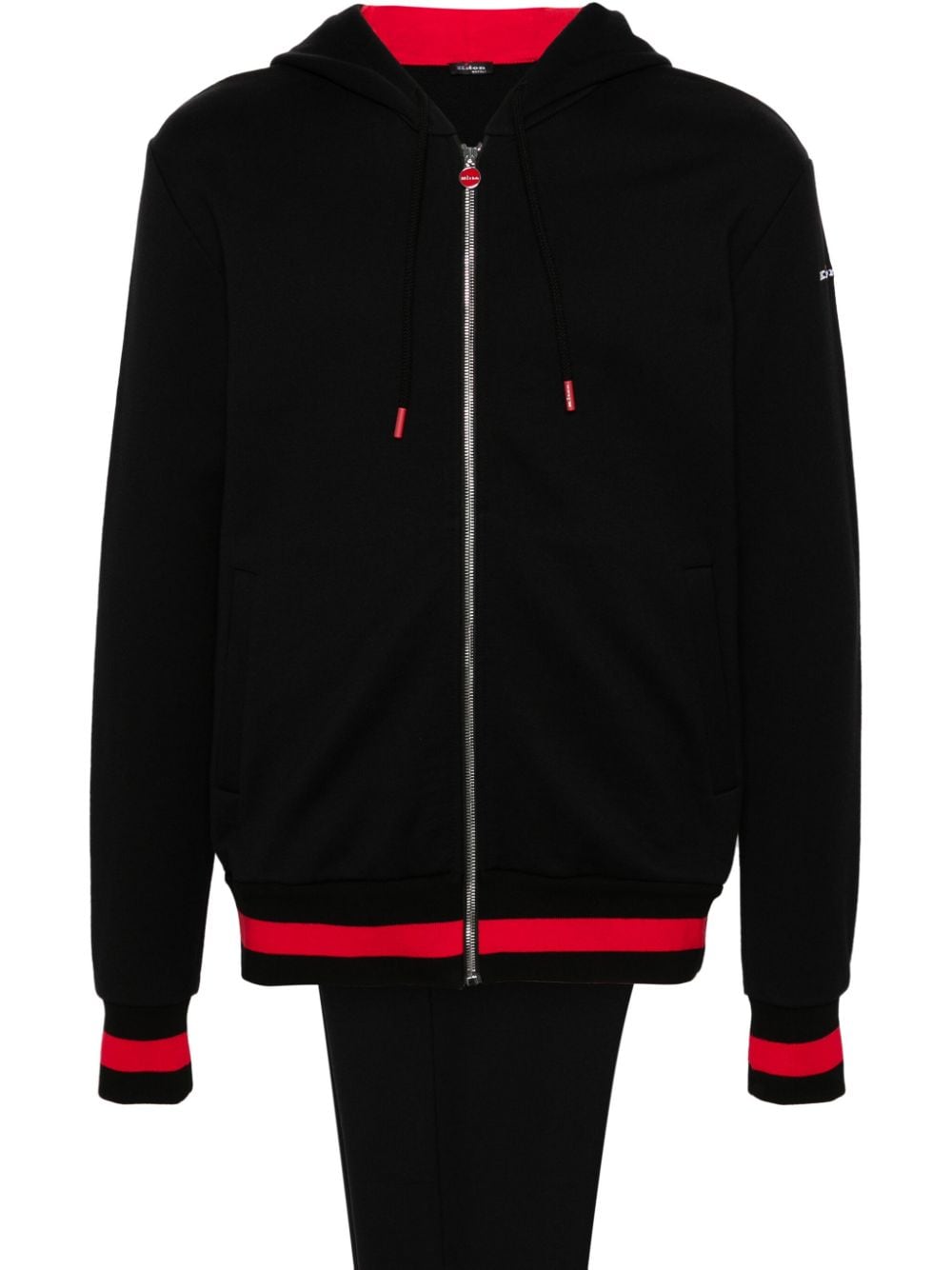 Kiton Logo-embroidered Hooded Tracksuit In Schwarz