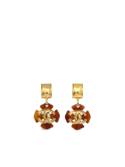 CHANEL Pre-Owned 1994 pre-owned Ohrclips in Schildpattoptik mit CC-Motiv