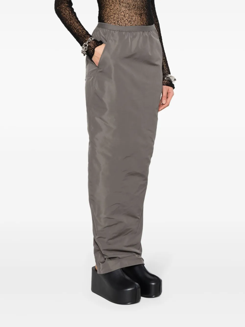 Shop Rick Owens Soft Pillar Long Skirt In Grey