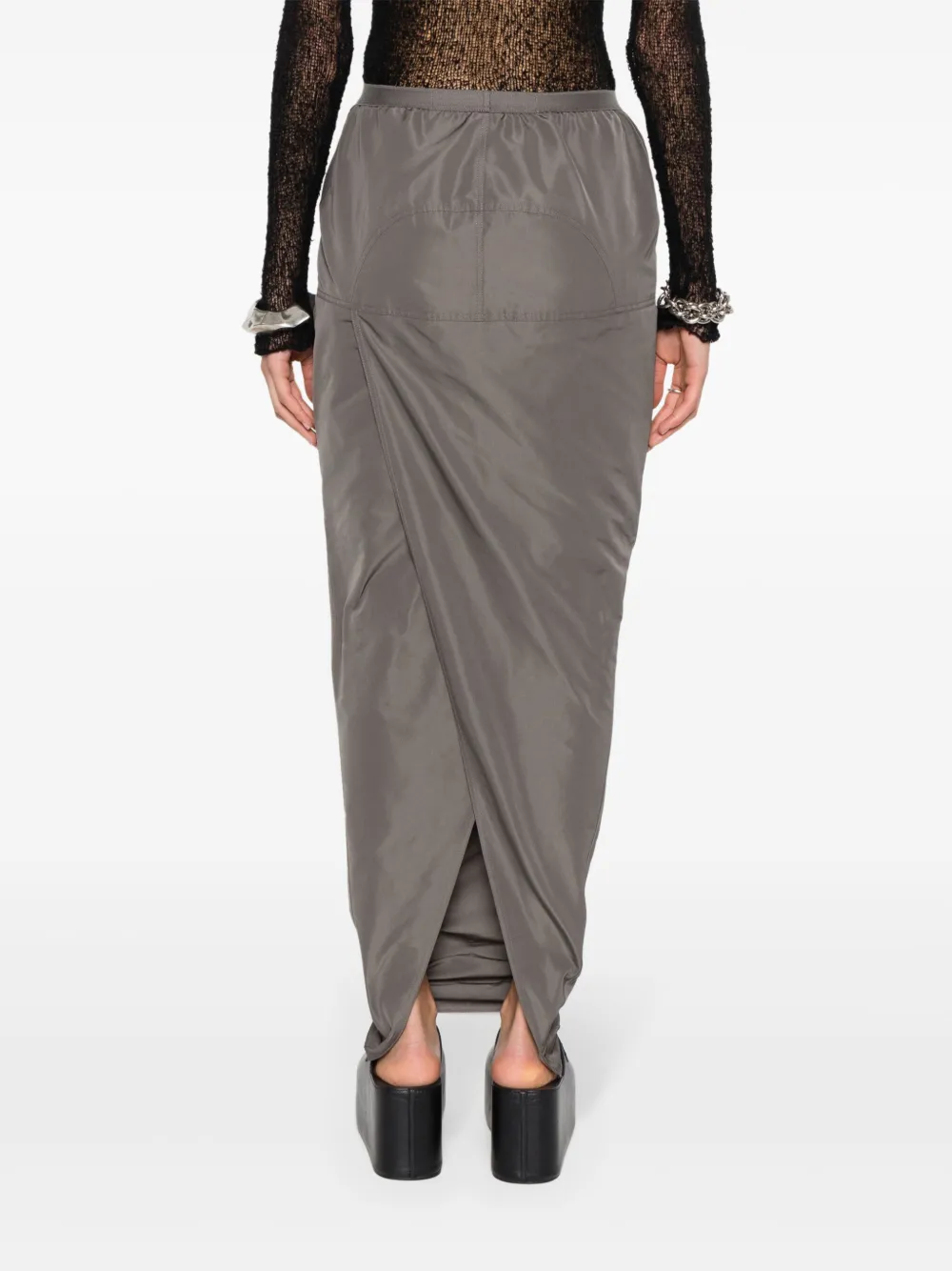 Shop Rick Owens Soft Pillar Long Skirt In Grey