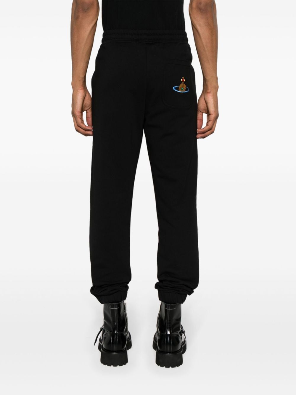 Shop Vivienne Westwood Orb-embroidered Drawstring Track Pants In Black