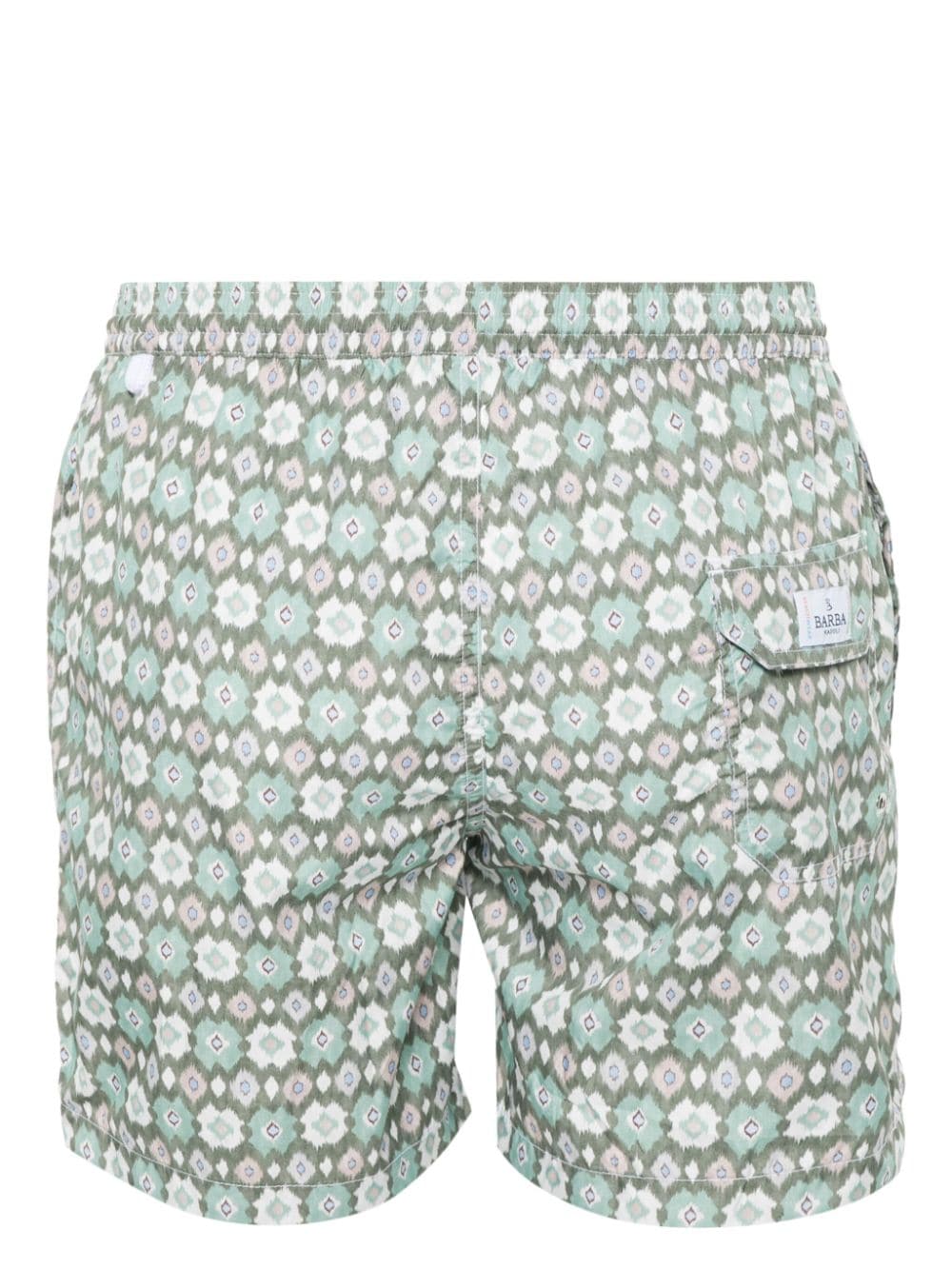 Shop Barba Geometric-print Swim Shorts In Green