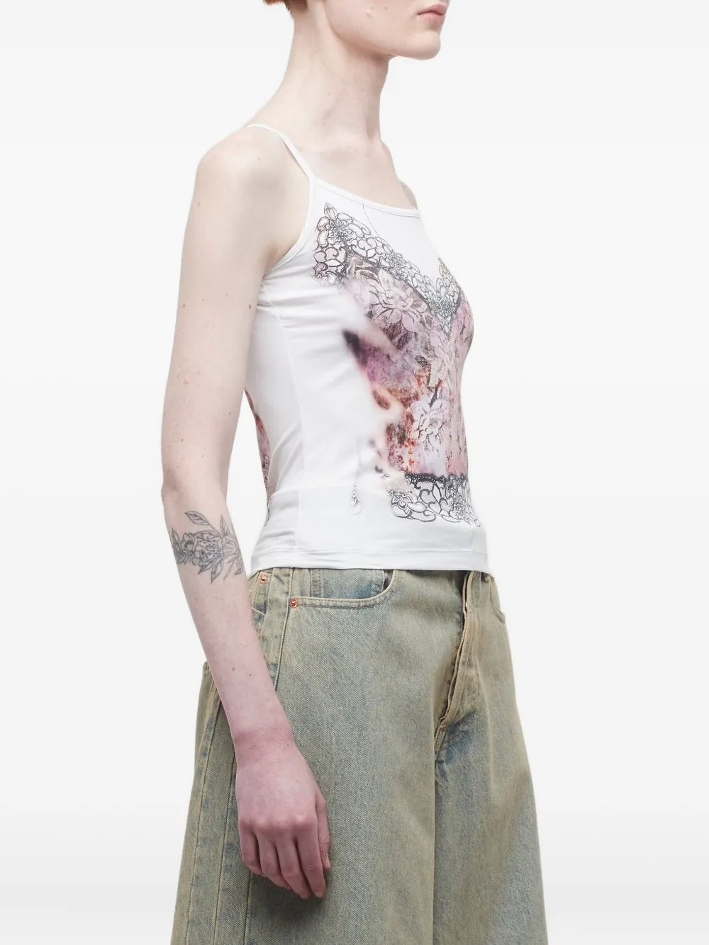  Y/project Top Con Encaje Estampado - White 