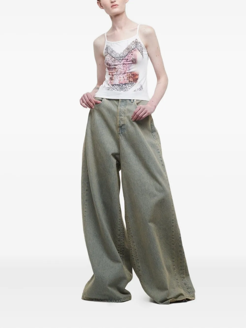  Y/project Top Con Encaje Estampado - White 