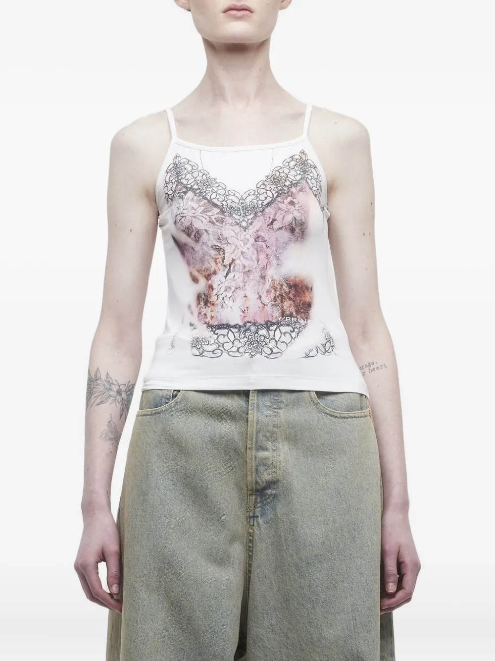 Y/Project lace-print top - Bianco