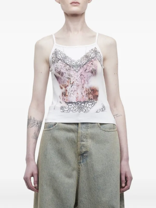 Y/Project Lace-print Top in White