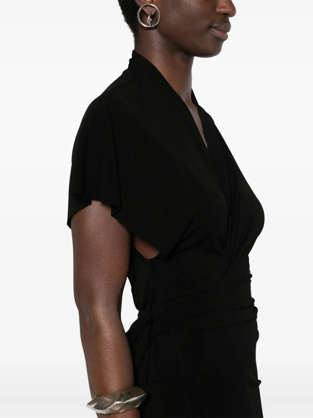 Shop Rick Owens V-neck Jersey Wrap Dress In Black