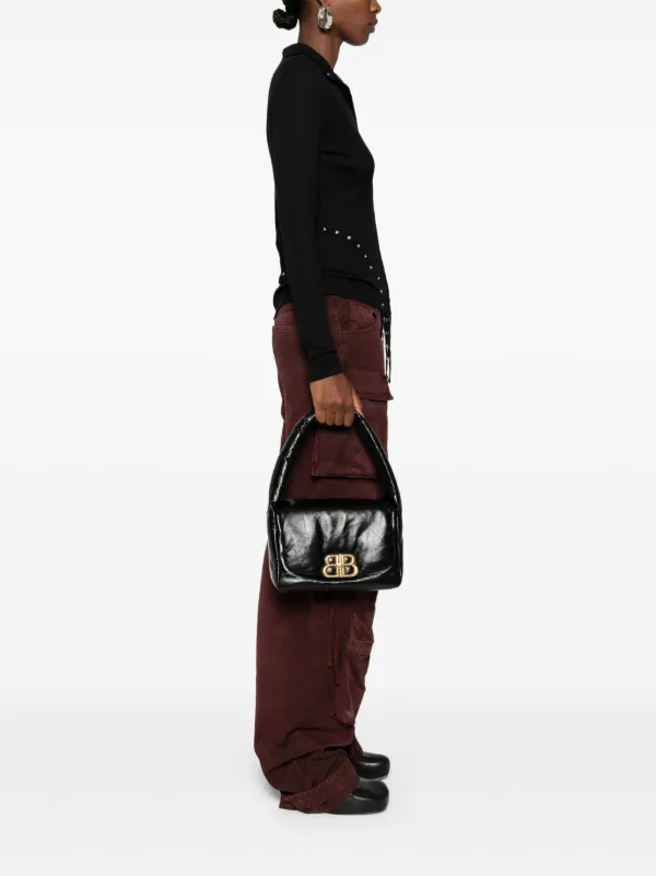 Balenciaga Small Monaco Shoulder Bag | Black | FARFETCH CA