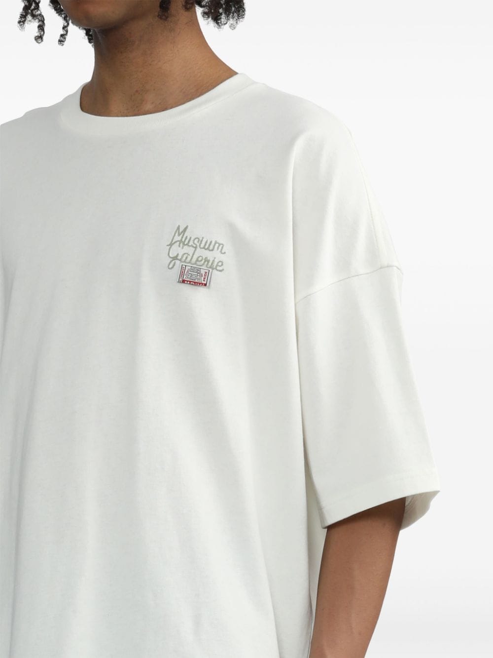 Shop Musium Div. Logo-embroidered Cotton T-shirt In White