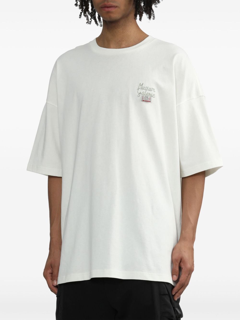 Shop Musium Div. Logo-embroidered Cotton T-shirt In White