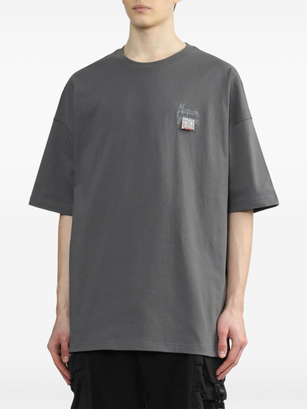 Shop Musium Div. Logo-embroidered Cotton T-shirt In Grey