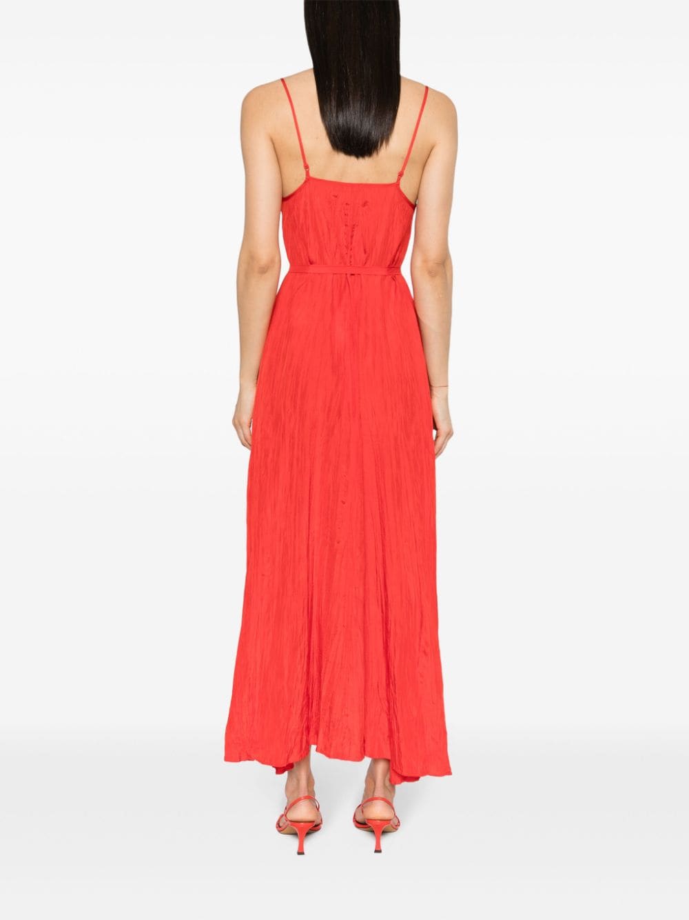 Shop Joseph Daniele Crinkled-finish Maxi Dress In Red