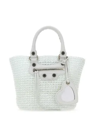 ハンドバッグ Balenciaga White Raffia Small Le Cagole Handbag Balenciaga White Raffia Small Le Cagole Handbag