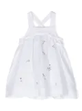 Il Gufo floral-embroidery linen dress - White