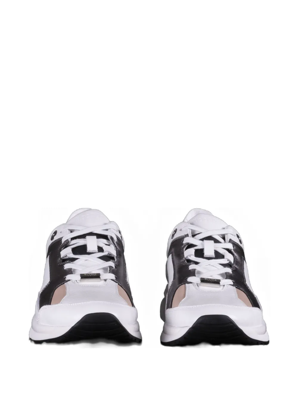 Moorer Metallic-effect Panels Leather Low-top Sneakers In White