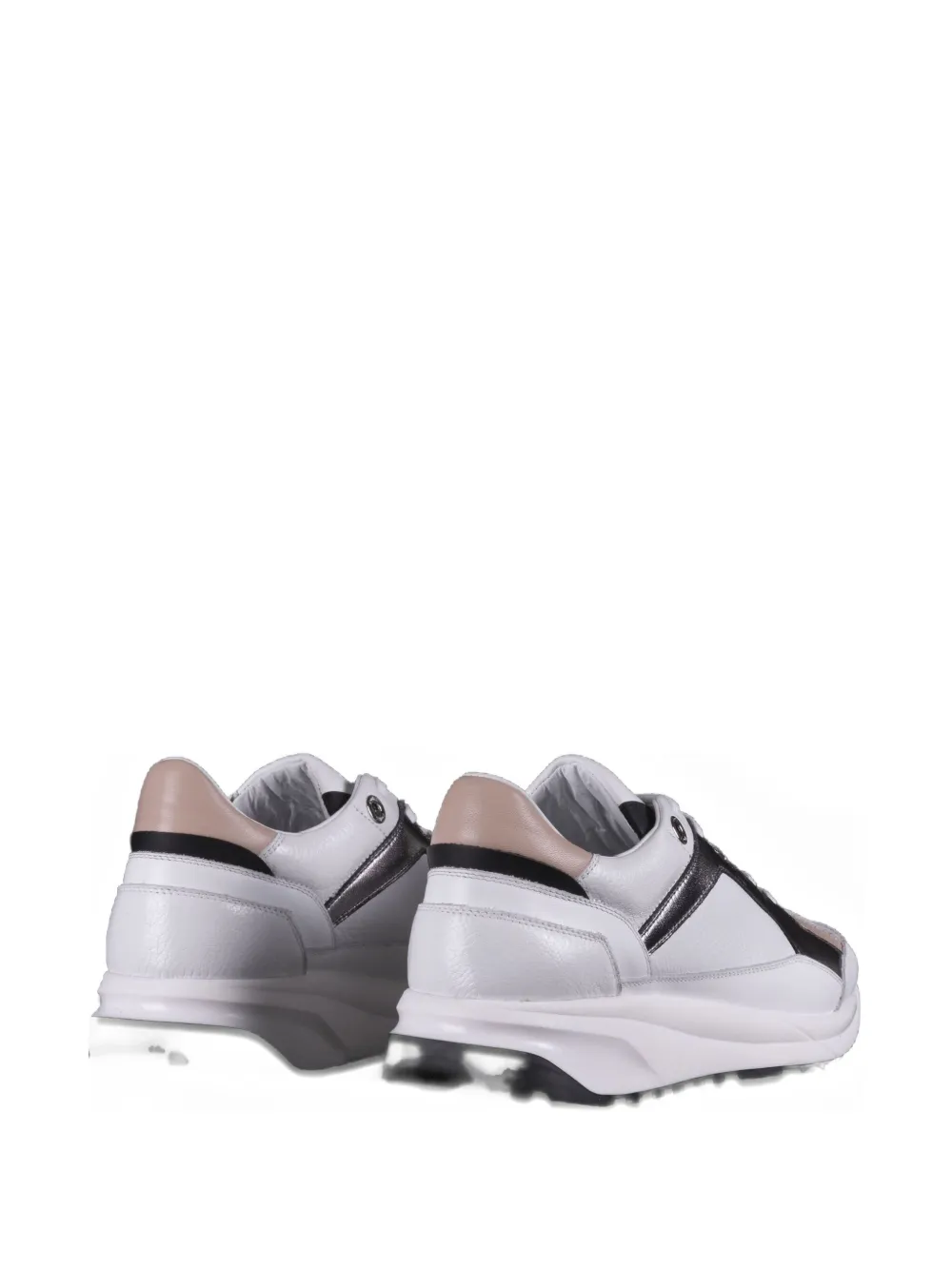 Moorer Metallic-effect Panels Leather Low-top Sneakers In White