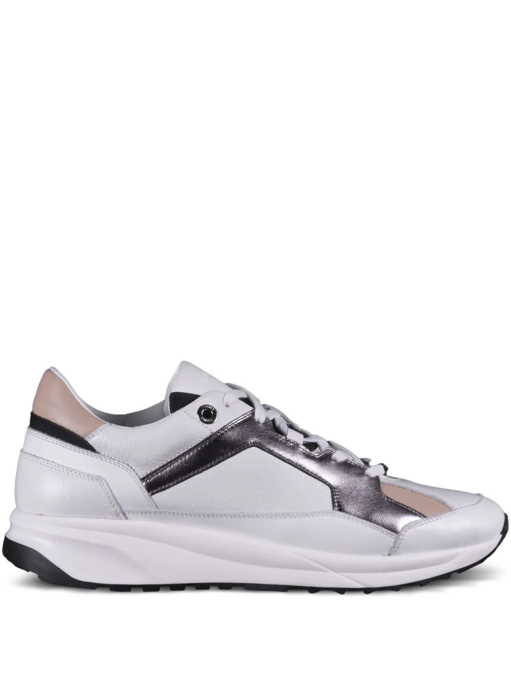 Moorer metallic-effect panels leather low-top sneakers White