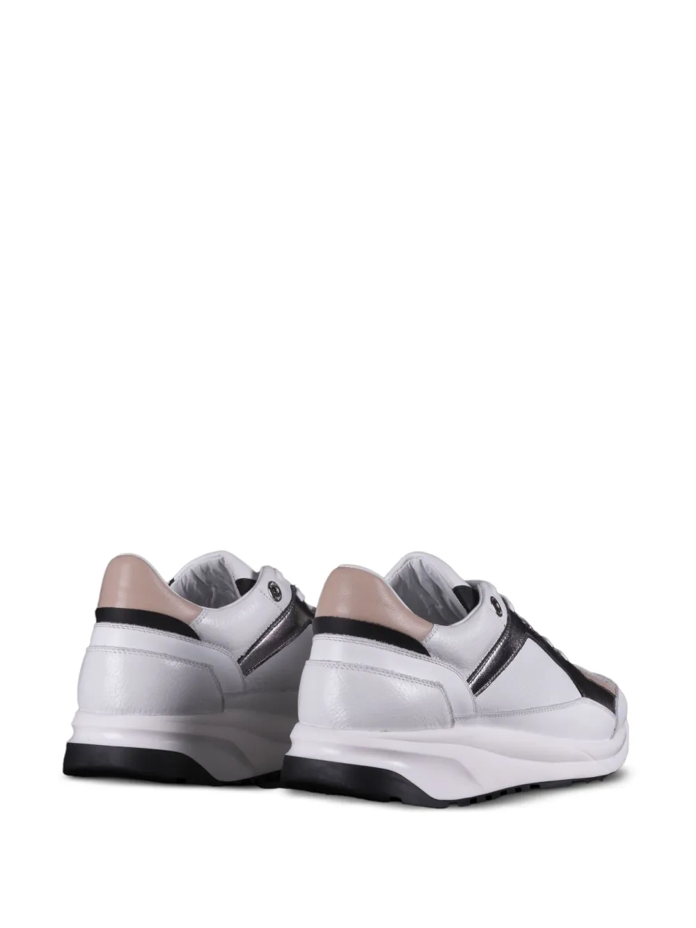 Moorer metallic-effect panels leather low-top sneakers White