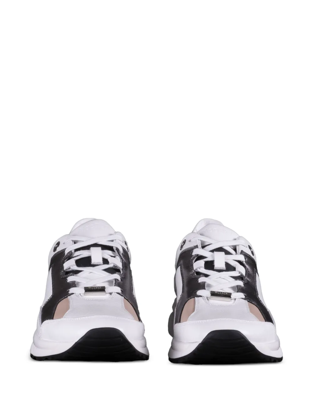 Moorer metallic-effect panels leather low-top sneakers White