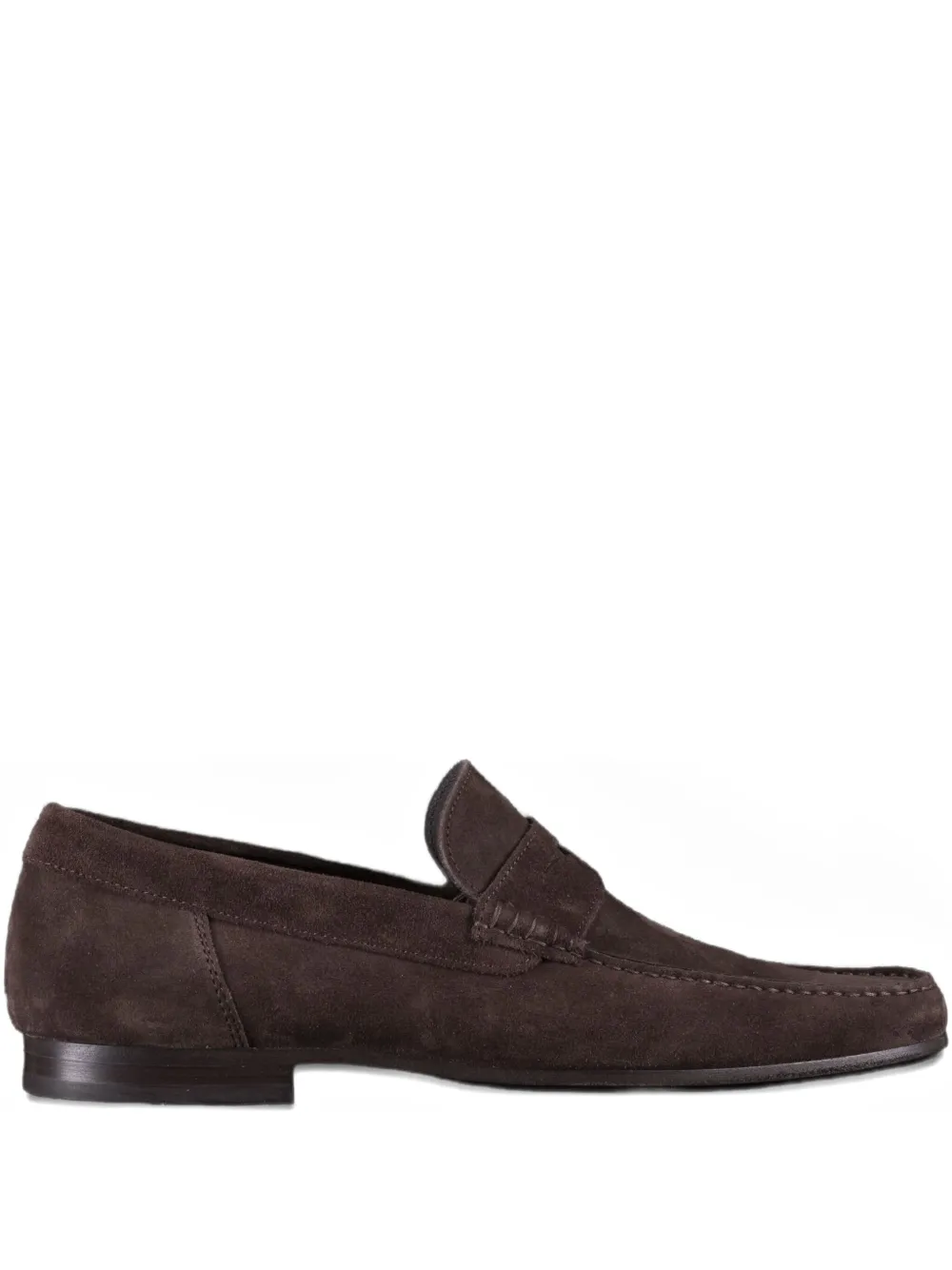 Moorer Penny-strap Suede Loafers In Brown