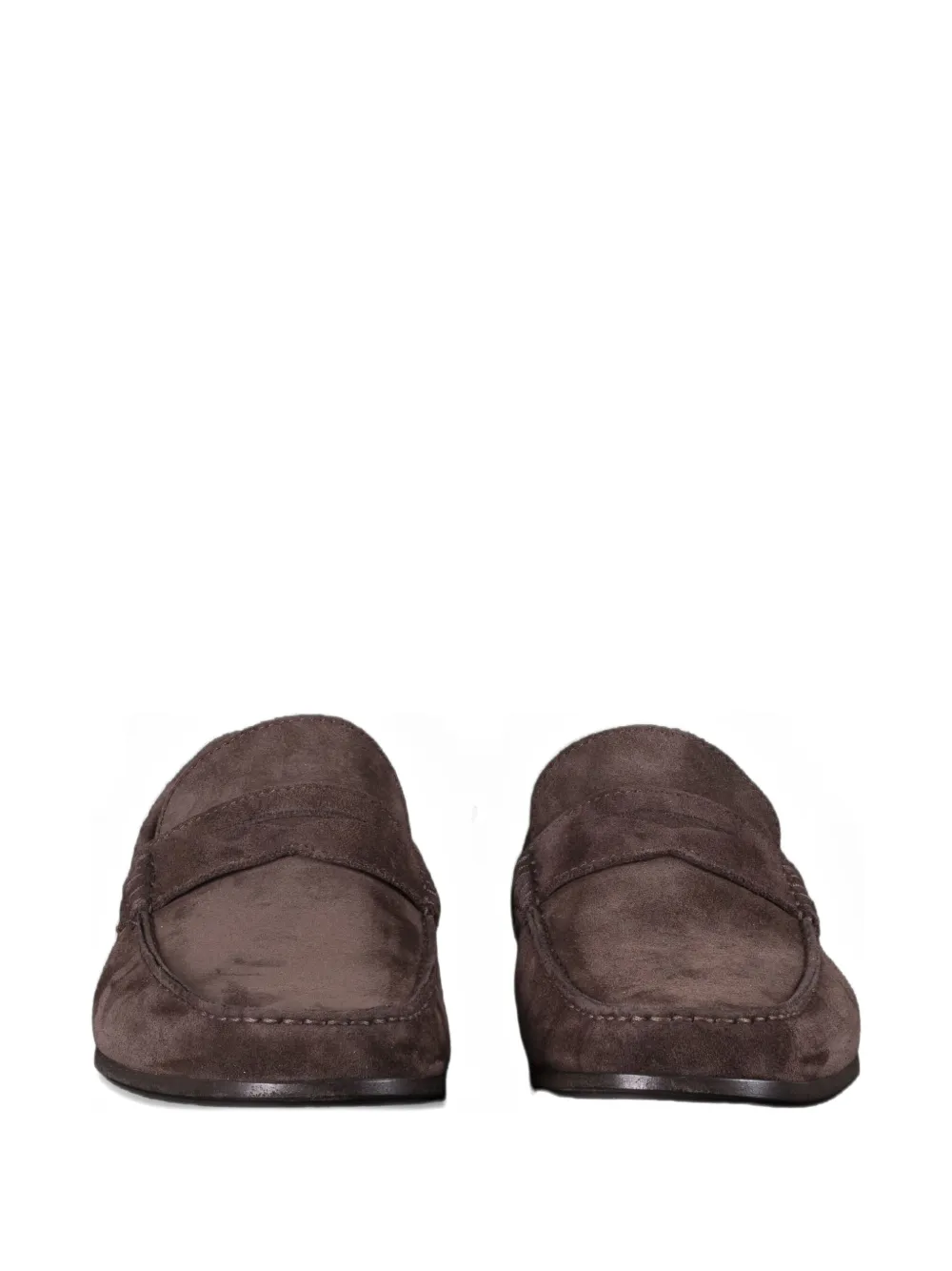 Moorer Penny-strap Suede Loafers In Brown