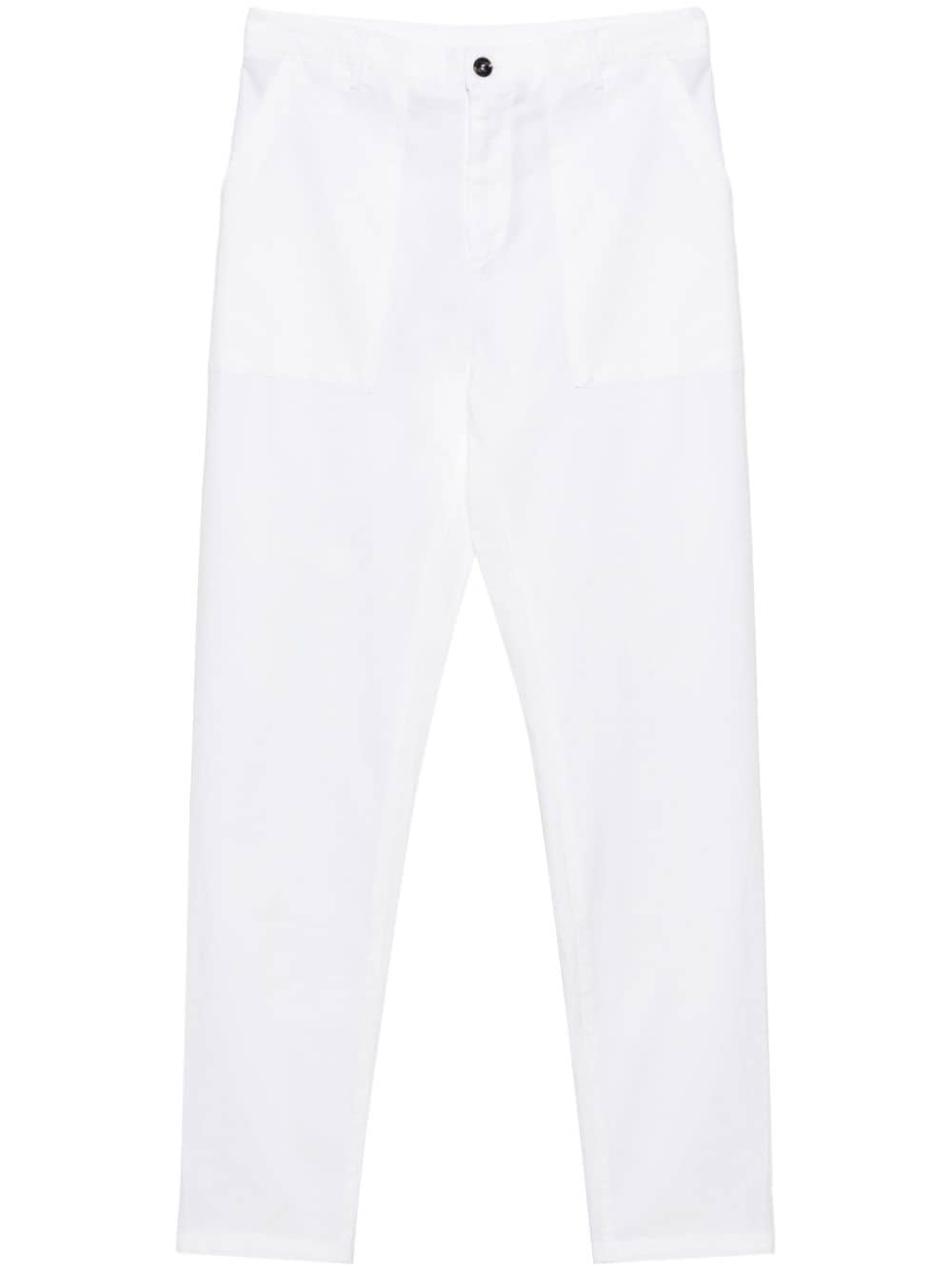 Moorer Logo-patch Tapered Trousers In White