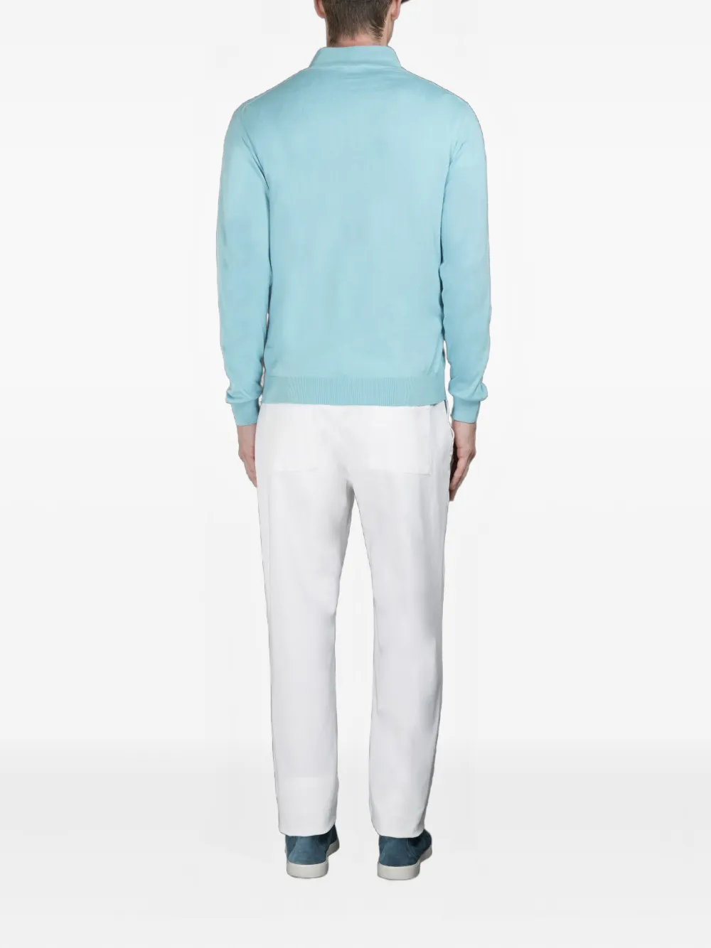 Moorer ATLANTE-SI5 katoenen trui met halve rits Blauw