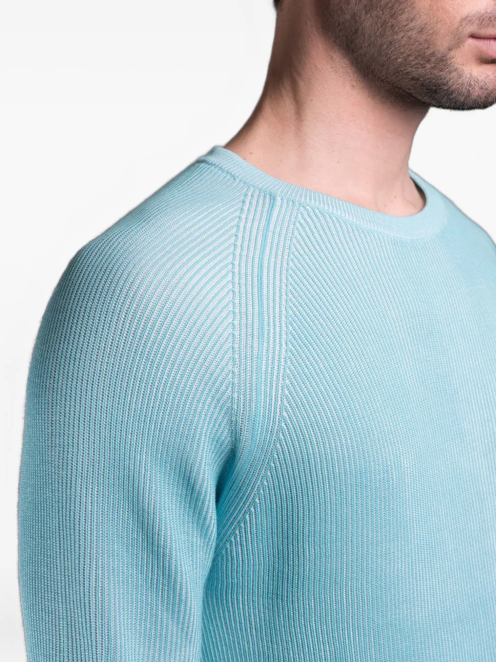 Moorer Ribbed Raglan-sleeve Sweater In Blue
