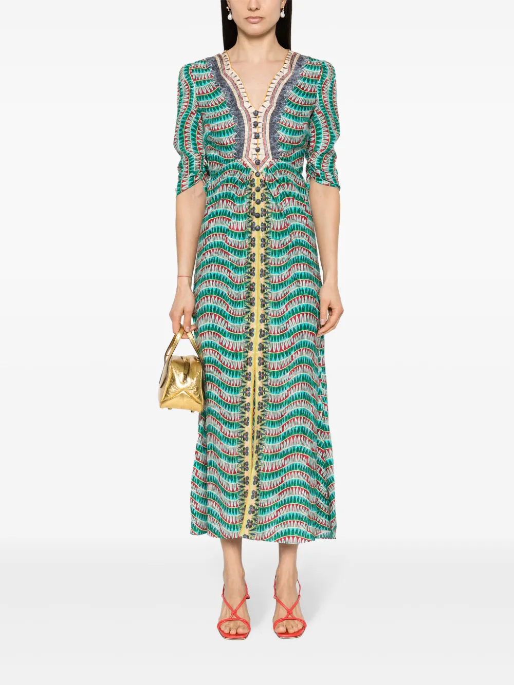 Saloni Mitsu B silk dress - Blauw