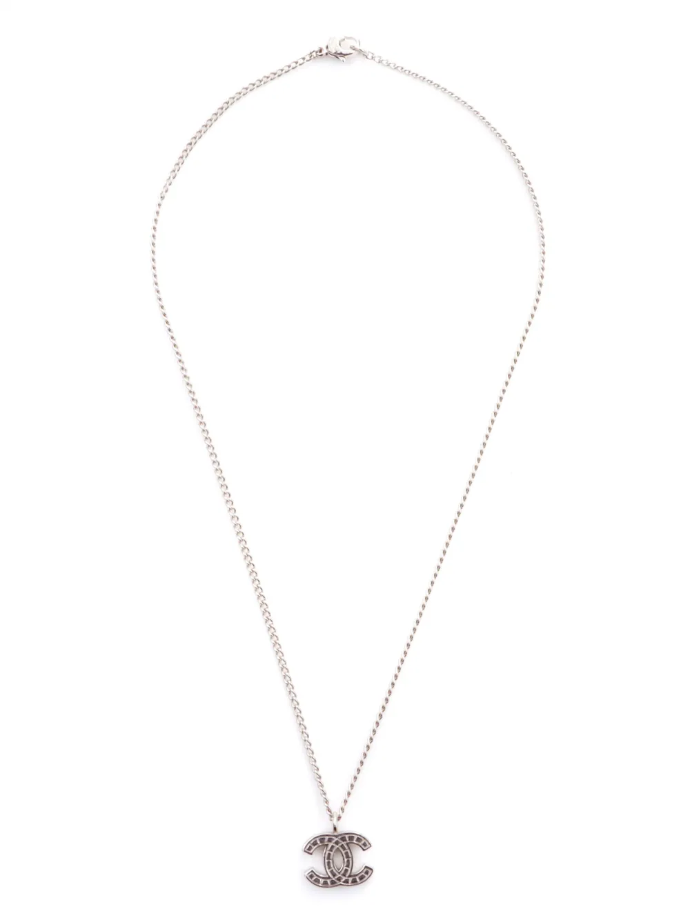 CHANEL Pre-Owned 2005 halsketting met CC hanger - Zilver