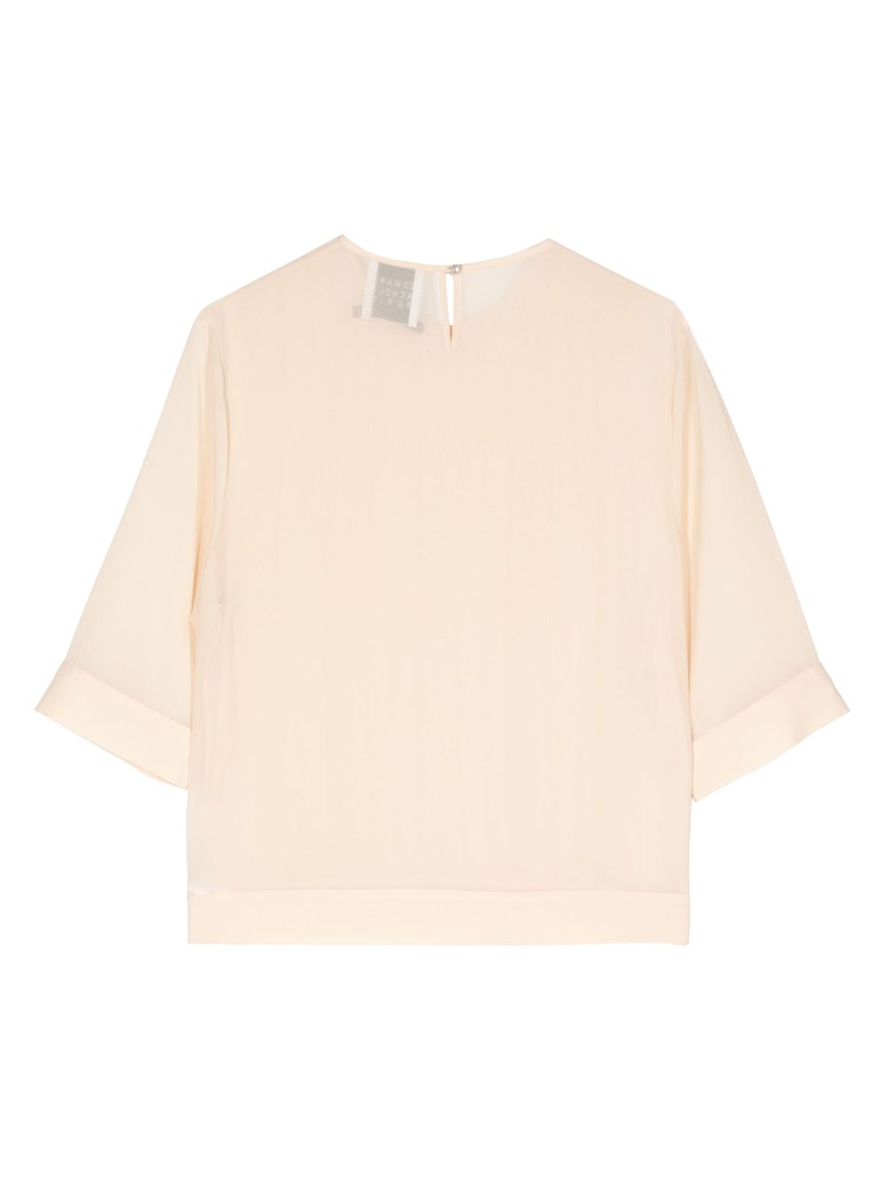 Edward Achour Paris pleated half-sleeve top - Neutrals