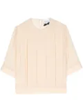 Edward Achour Paris pleated half-sleeve top - Neutrals