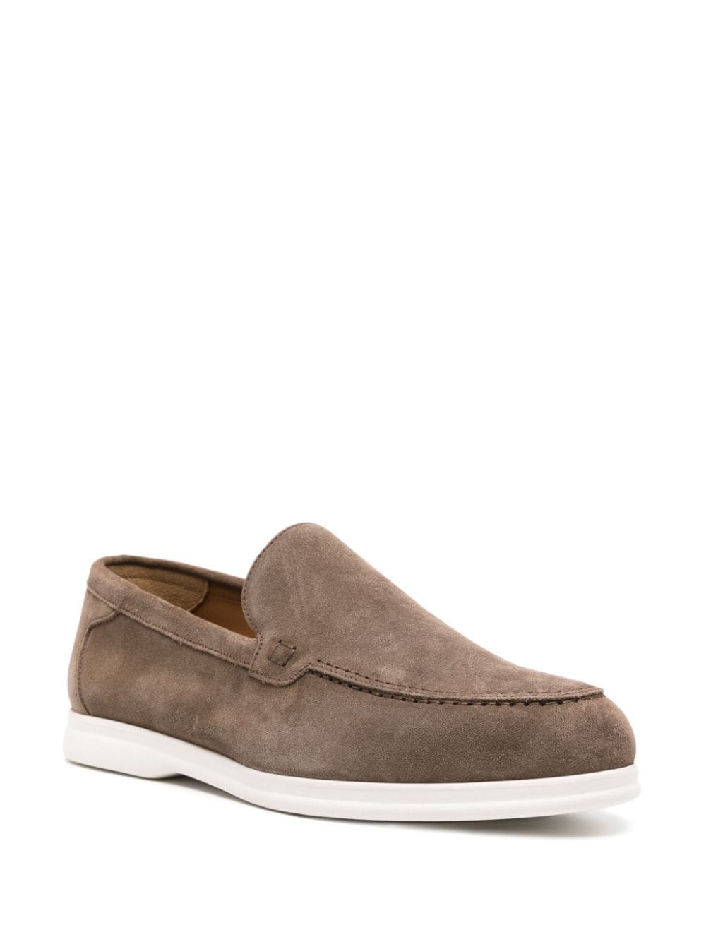 Shop Doucal's Round-toe Suede Loafers In Brown