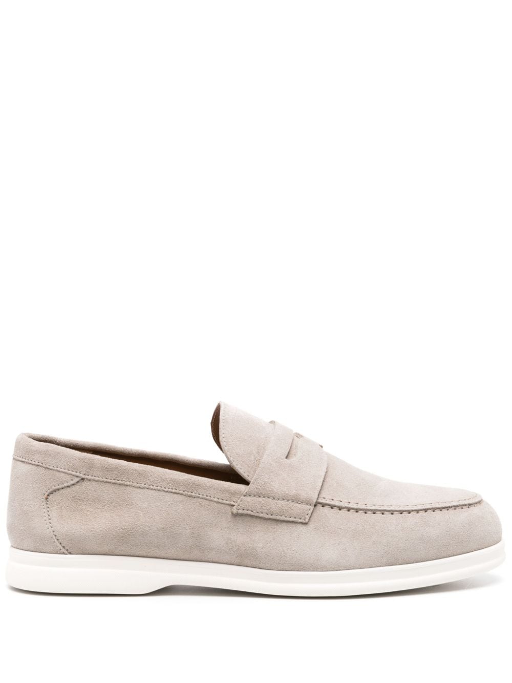 Doucal's Suede Penny Loafers In Grey