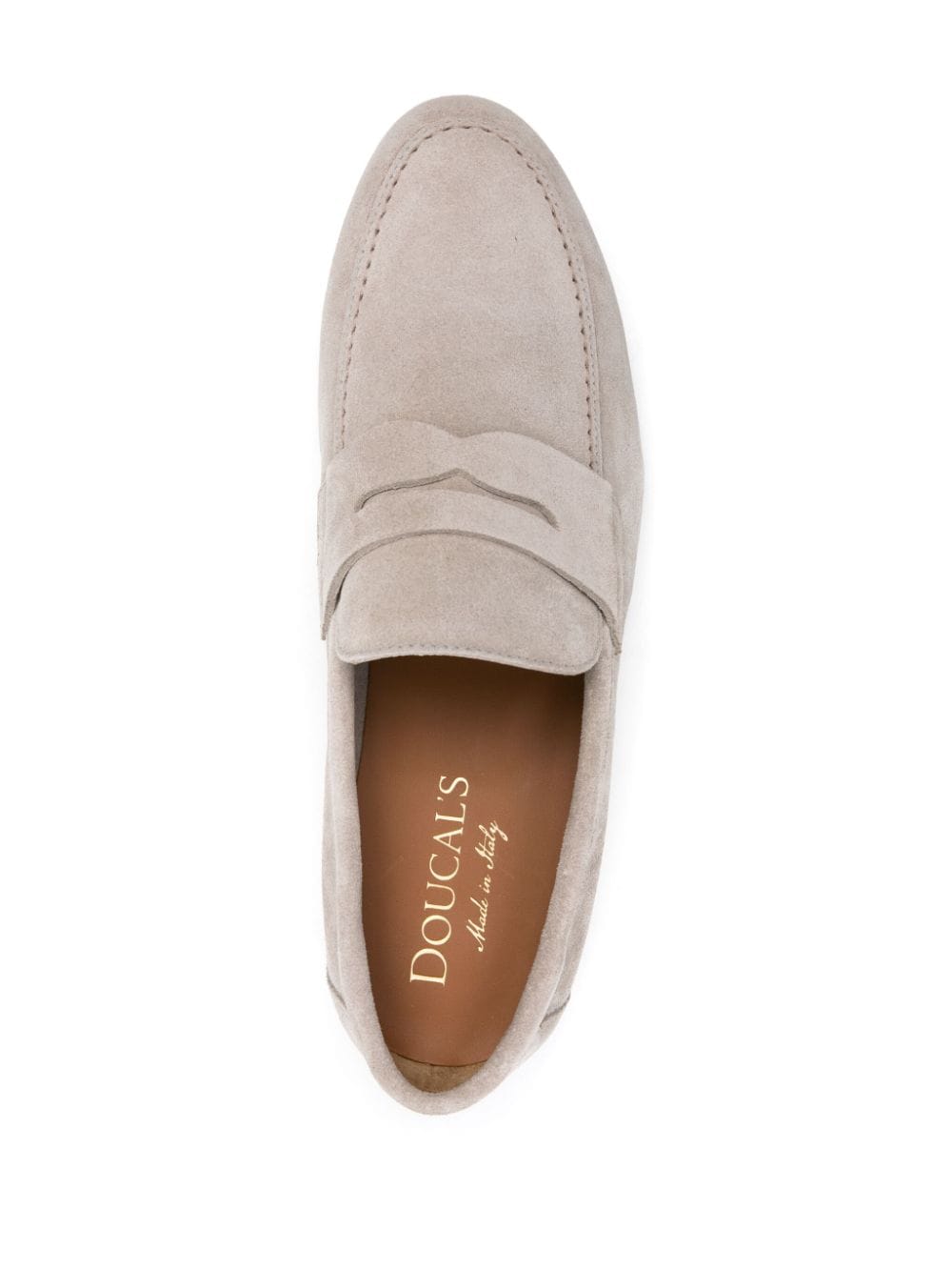 Shop Doucal's Suede Penny Loafers In Grey