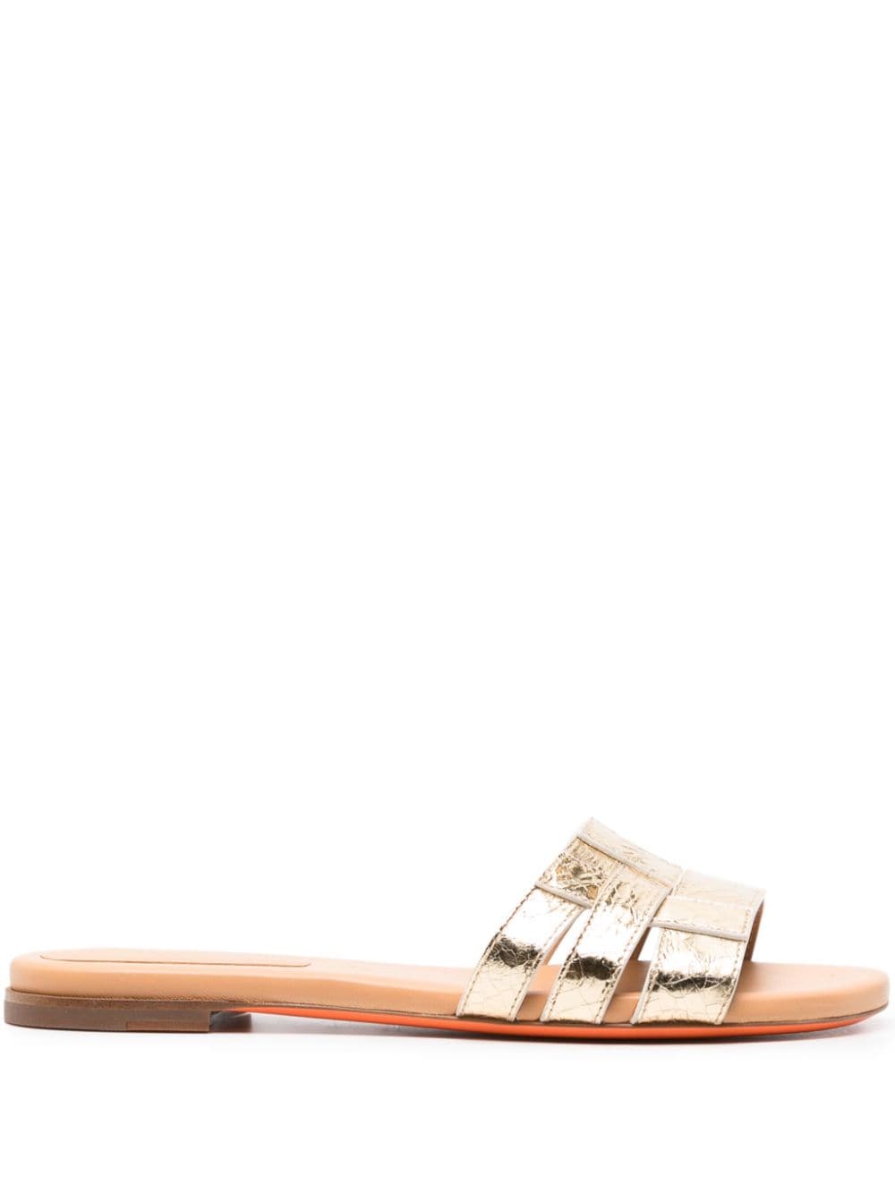 Santoni open-toe flat slides Gold