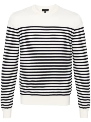 Theory Mens M Black White Striped Lebor Crew Neck Fine Bilen Pullover Sweater on sale