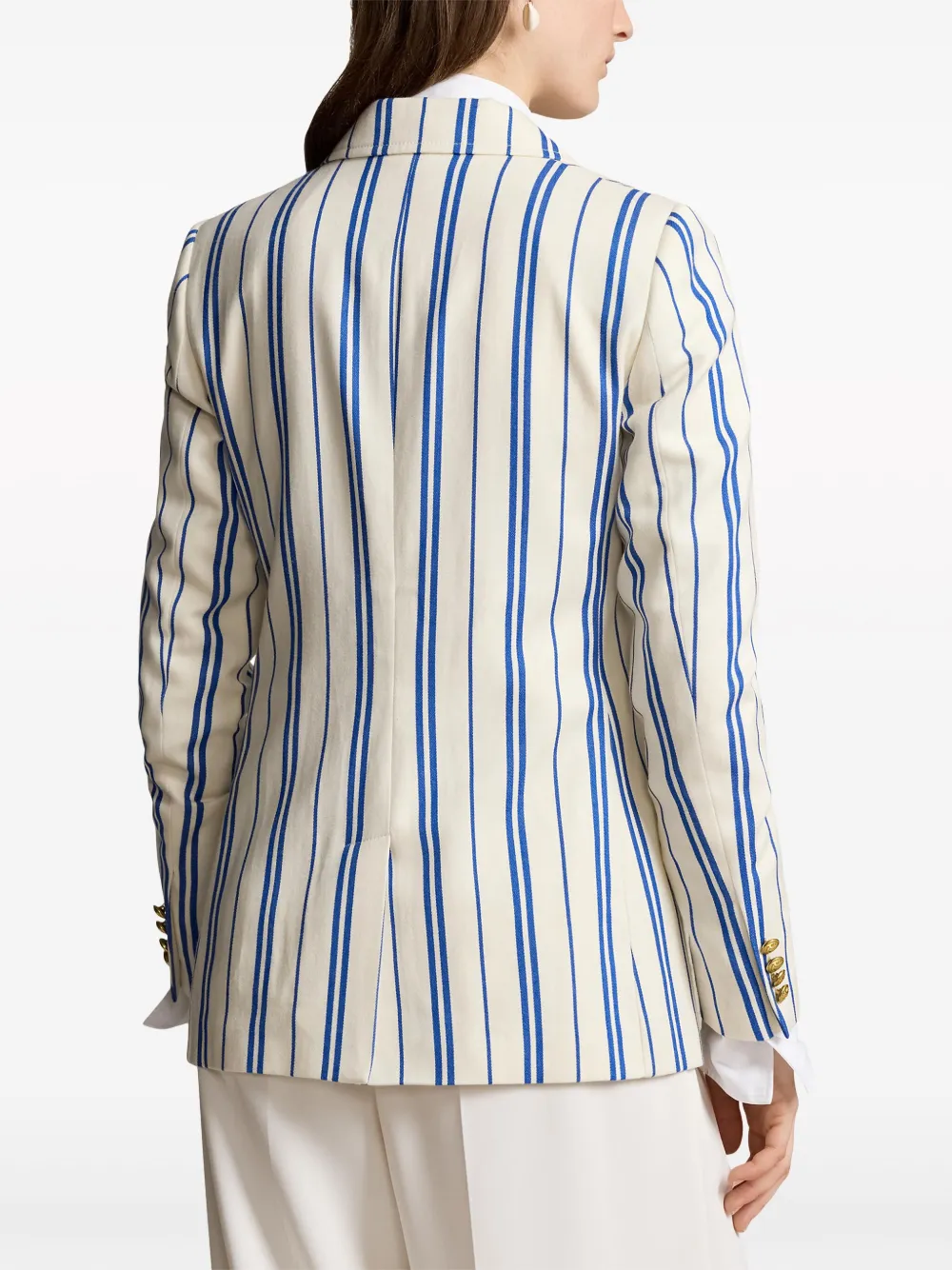Polo Ralph Lauren Striped Wool-cotton Blazer In Blue