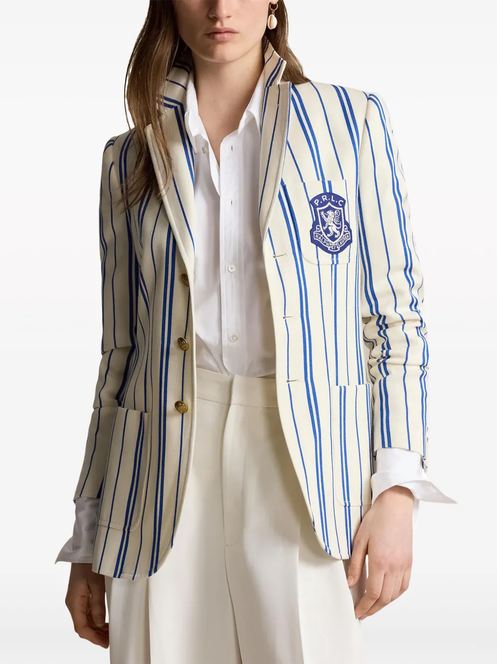 Polo Ralph Lauren Striped Wool-cotton Blazer In Blue