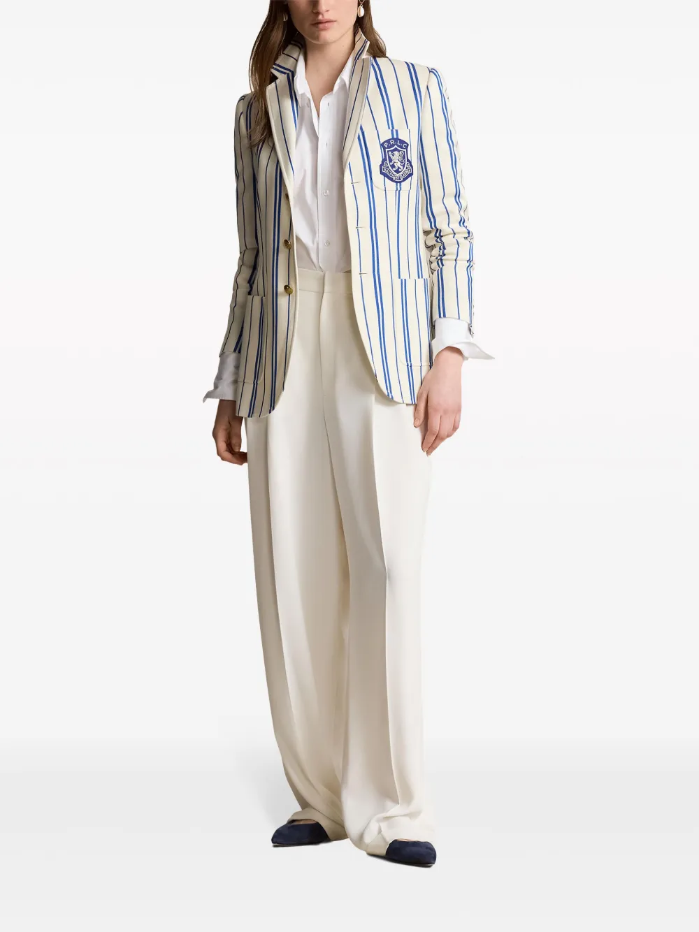 Polo Ralph Lauren Striped Wool-cotton Blazer In Blue